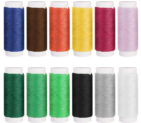 Filo per Macchina da Cucire,12 Colori 380 Yard Filo per Tagliacuci Poliestere,Set di Fili per Cucire,Fili da Ricamo Colorato,Set di Fili per Macchina da Cucire per Cucitura a Macchina e Cucito a Mano