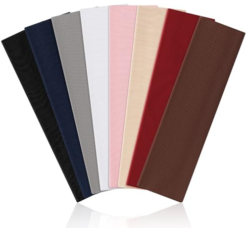 Kavya 6cm Headbands for Women's Hair 8-Pack - Sweat Absorbent & Non-Slip Sport Headbands Unisex for Gym Running Yoga(Black)