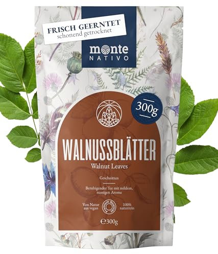 Tisane Feuilles de Noyer Monte Nativo (300g) – Feuilles de Noyer Séchées en Vrac – Herbes Pures Séchées pour une Infusion Naturelle – Tisane de Noix Séchées – Aromatiques et 100% Pures et Naturelles