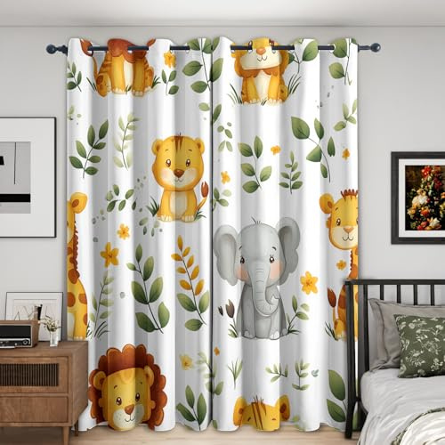 Kids Safari Blackout Curtains 46x54 2 Panels, Home Decor