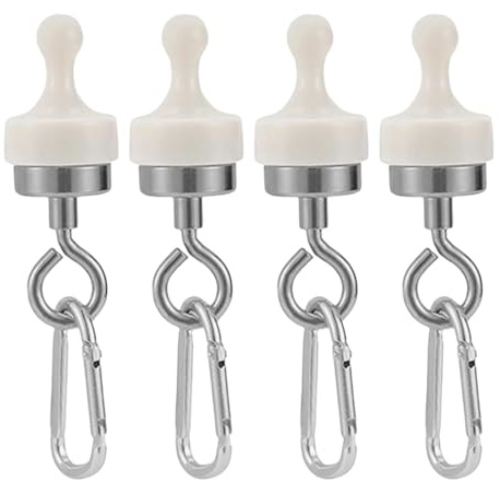 Ganchos Magnéticos, 4 unidades Soporte Magnético Redondo, Gancho Magnético para Camping, Garaje, Cocina, Oficina, Gancho Extraíble, Gancho Magnético de Camping