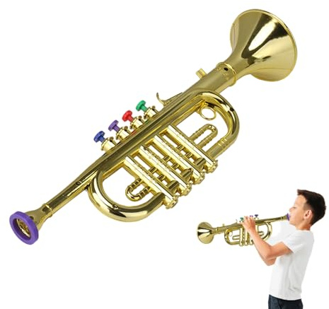 Jouet Trompette pour - Instrument de Musique revêtu avec Plusieurs Sons - Jouet Trompette d'apprentissage préscolaire avec lumières Effets sonores - Jeu éducatif - Trompette pour et