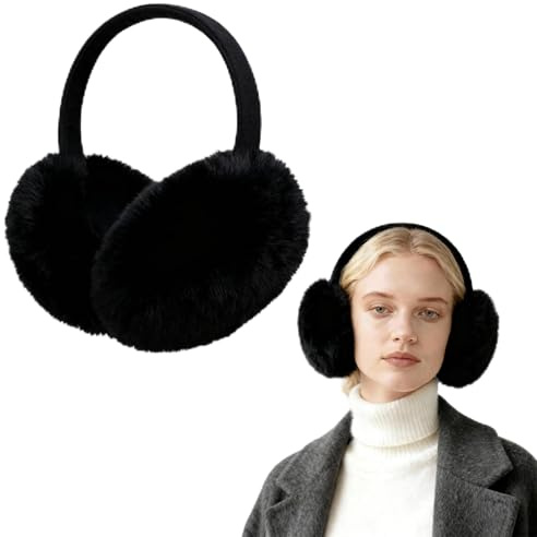 Couvre-Oreilles En Peluche, 1 Pièces Cache Oreilles Femme Peluche, Earmuffs Hiver, Cache Oreilles Pliables Femme, Chauffe-Oreilles Hiver, Fournitures Chaudes, pour Hommes et Femmes (Noir)