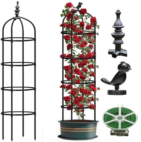 2-pack trädgårdsobelisk, metallrosstöd, väderbeständig fristående klätterväxthållare för rosor, klematis, tomater, 25 cm x 90 cm/9,8 tum x 37,4 tum, 25 cm x 120 cm/9,8 tum x 47,2 tum