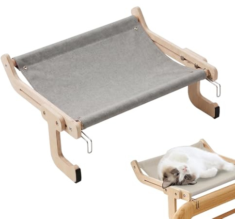 TOATELU Hamac pour chat pour fenêtre, hamac suspendu pour chat, balcon, fenêtre en bois, perchoirs, lit pour chat, pour bord de lit, chat, balcon, hamac