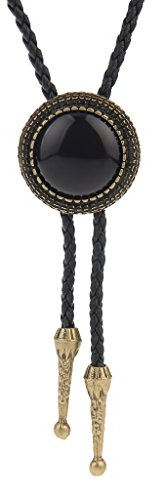 COOLLA Bolo Tie - Gargantilla de piel con colgante vintage turquesa para mujeres y hombres, 103 cm, Cuero, Turquesa
