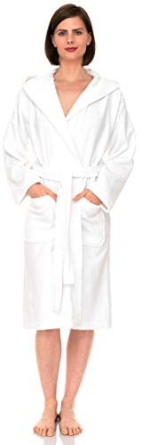 TowelSelections Womens Hooded Robe Cotton Soft Towel Bathrobe Terry Cloth Shower Bath Robes for Women XX-Large White