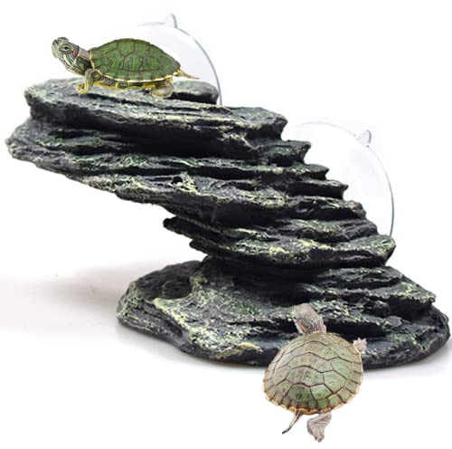 kathson Turtle Basking Platform Tortoise Dock Aquarium Landscape Decorative Climbing Ramp Shale Small Stone Ornament Rock for Frogs, Newts