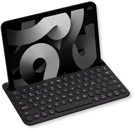 Macally Bluetooth Keyboard for Tablet | Wireless Keyboard for iPad mini/Air/Mini, iPhone (Multi-Device, Built-in Stand, Rechargeable) Easy to Use and Cute Portable