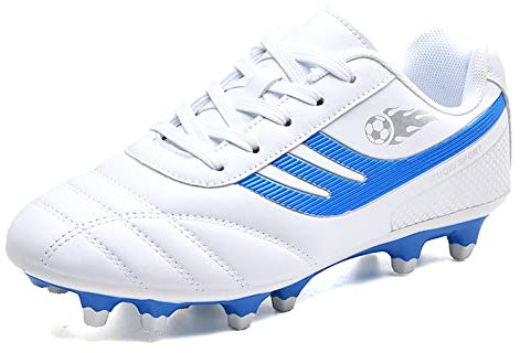 LDTSUP Fotboll Boots Barn Tonåringar Utomhus Lätta Training Skor Halkfria Professionella Fotbollsskor Unisex, Vit, 33 EU