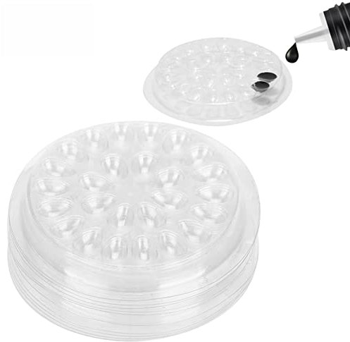 ANKROYU 50pcs supports de colle à cils jetables transparent, porte-colle de faux cils, plateau de colle pour cils, joint de colle plastique, tampon de colle en forme de fleur pour extensions de cils