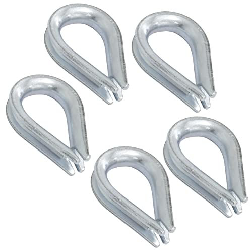 AERZETIX - C65308 - Juego de 5 guardacabos para cable alambre Ø2.5mm - DIN 6899 - en acero galvanizado - manguito de sujeción sujetacables protección fijación sujetar náutica marina edificio