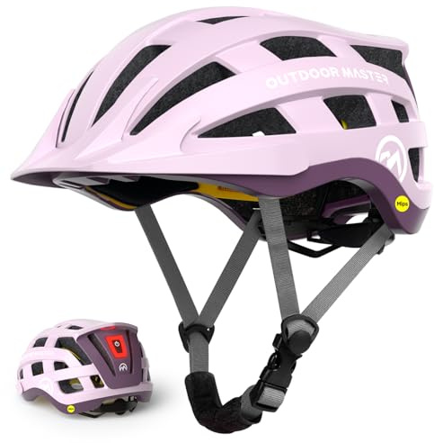 OutdoorMaster Gem II MIPS Bike Helmet with Light - Lightweight Cycling Helmet,Mountain Road Bicycle Helmet for Youth & Adult