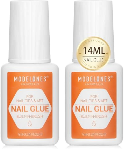 modelones Nagelkleber mit Pinsel, Nagelkleber für Kunstnägel Extra Stark 2PCS, Nails Tips Schnelltrocknend Professionelle, Nail Glue Perfekt für Press On Nails Und Acrylnägel Nagel Kleber, Naturnägel