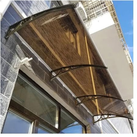 Auvent de Porte Aluminium, Marquise de Porte Polycarbonate Auvent Marquise D'Entrée de Bloc UV Terrasse Toit Abri Banne Protection(Size:100x180cm)