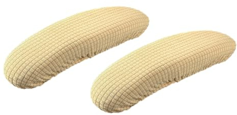 Msiud 2 Piezas Fundas para Reposabrazos de Silla Oficina, ExtraíBles Cubiertas Apoyabrazos EláSticas PoliéSter Fundas Protectoras Reposabrazos Cojines Suaves El Hogar La Oficina (Beige)