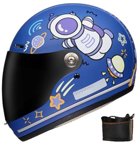 GNIUBBDB Integralhelm für Kinder, Motorradhelm, Ganzjahreshelm, Fahrradhelm mit Sonnenblende und abnehmbarem Schal, Rollerhelm für Jungen und Mädchen von 3 bis 12 Jahren B-2,46-52CM