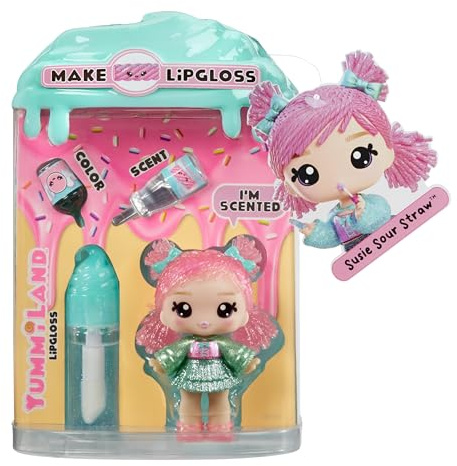 Yummiland Lip Gloss Doll - Susie Sour Straw - Inklusive DIY Lipgloss-Set, Geeignet für Kinder ab 4 Jahren, Series 2