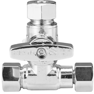 WMAXPFIT ADD-A-Tee valvola di arresto (1 confezione), 3/8 OD x 3/8 femmina COMP. x 3/8 OD Compression, 1/4 di giro valvola di intercettazione cromata LF