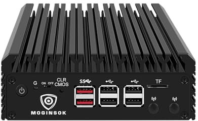 MOGINSOK 2.5GbE Firewall Appliance Mini PC, 12th Gen Intel N100(3.4GHz) 4xIntel I226V Nics Fanless Mini Computer Router 16GB DDR5 Ram 128GB PCIE 3.0 SSD Support PFsense OPNsense AES-NI