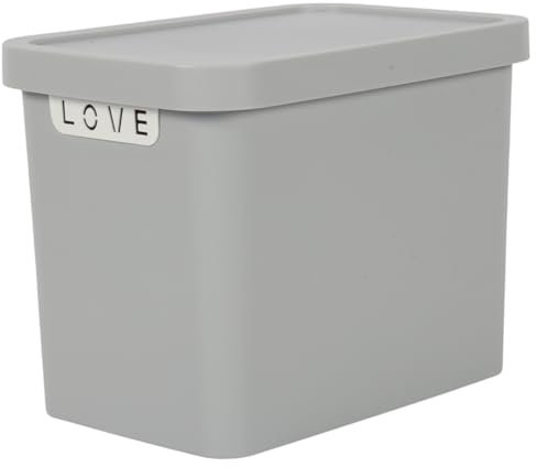 Jolie Max Plastic Storage Box with Lid, 12.5L, Solid Matte Colour, Decorative Design, Stackable & Nestable Space-Saving Organizer for Home, Office, Bedroom, Kitchen – 31.5 x 21.5 x 24 cm (GREY)