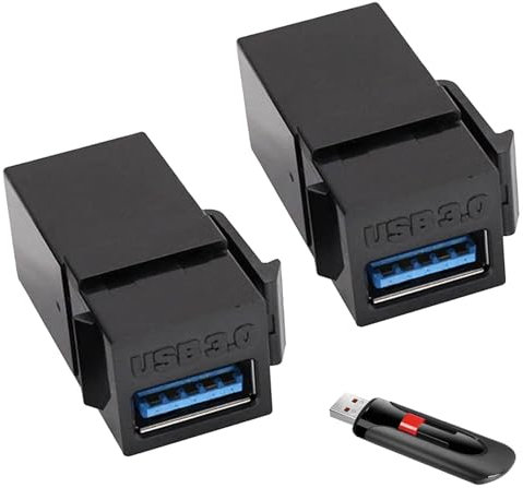 Mixnexorad Acoplador de Conector Keystone USB, Inserto de Conector Keystone USB, Enchufe de Panel de Salida USB 3.0 Hembra a Hembra de 2 Piezas, Extensión del módulo de Placa de Pared USB para