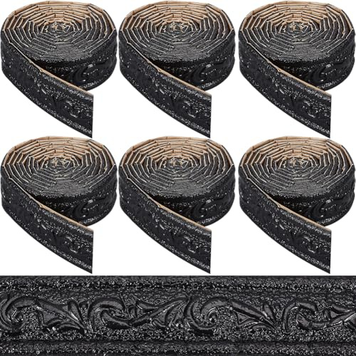 CRASPIRE 13.8mx4.5cm Peel and Stick Crown Molding Black 3D Self Adhesive Wallpaper Border Flexible Baseboard Trim Mirror Sticky Wall Edging Base Lines Foam for Hotel Home DIY Decor