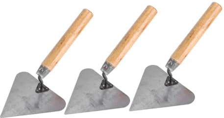 jojofuny Llana De Hormigón De 3 Piezas Con Mango De Madera Paleta Triangular De Acero Inoxidable Herramienta De Albañilería Raspador De Barro Adecuada Para Yeso De Paletas Para Construcción