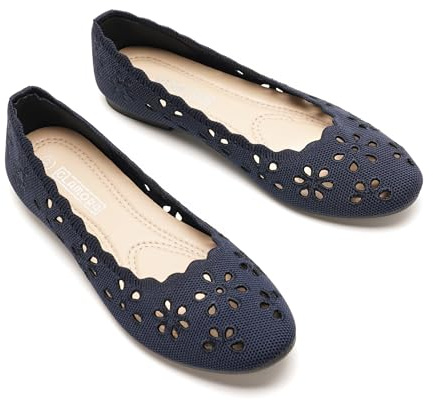 GLAMORA Bailarinas Manoletinas Caladas Mujer Zapatos Planos Transpirables Tejido Flexible Puntera Redondeada Suela de Goma Cómodos Ligeros Bailarinas Verano