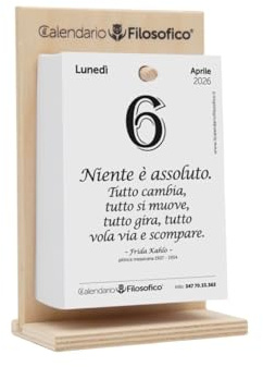 Il Calendario Filosofico 2026 con Supporto in Legno, Formato A6 10x14 cm, Il Primo e L'Originale Calendario da Tavolo con 365 Giorni di Frasi Filosofiche, Leggi Ogni Giorno Una Frase, Creato a Bologna