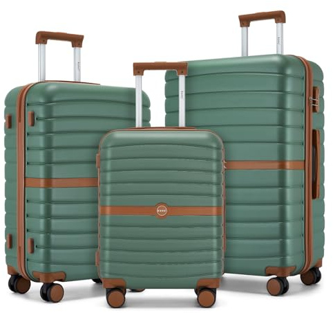 Kono 3PCS ABS+PC Hard Shell Suitcase Set: Cabin, Medium, Large Luggage