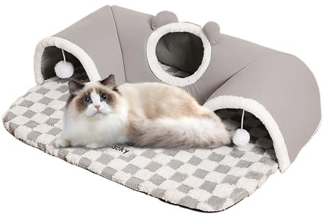 Tunnel pour Animal Domestique - Lit Tunnel pour Chat d'intérieur - Coussin Nid interactifs pour Animal Domestique Chaton Chiot Petit Animal intérieur enrichissement Stimulation Ennui Chambre