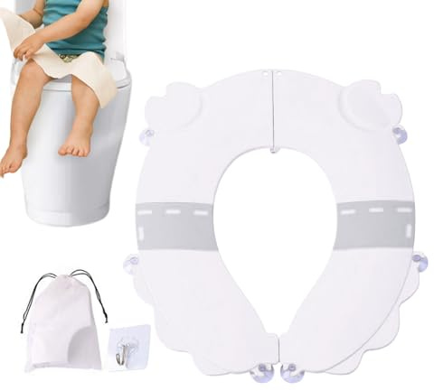 Toddler Toilet Seat - Splash Proof Potty Trainer With Anti Slip Cushion, Foldable Travel Adapter Chair For Boys Girls Baby Kids, Compact Portable Reducer Seat For Bathroom Car Home | For Toilet Traini