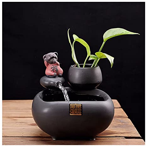 Bordsfontän Keramik Lucky Pig Skulptur Inomhusfontän Bordsfontän Keramik Vattenfall Bordsskiva Vattenfontän för kontor Hem Inomhusdekoration Vattenfontän