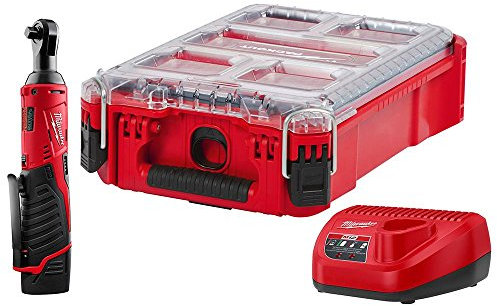 Milwaukee M12 12-Volt Lithium-Ion Cordless 3/8 in. Ratchet Kit W/PACKOUT Case, (1) 1.5Ah Battery and Charger