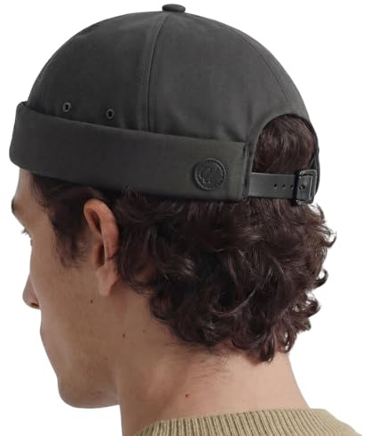UNDERCONTROL Vintage Brimless Sailor Fisherman Leon Hat Rolled Cuff Harbour No Visor Miki Skull Docker Leather Strap Beanie Cap for Men & Women - Made in Korea - (Charcoal)