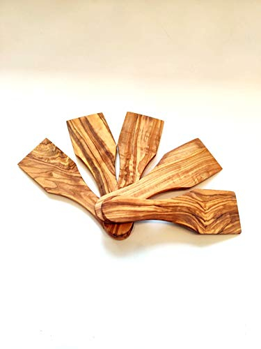 Handgefertigt Espátula de madera de olivo para raclette (aprox. 14,5 cm, 5 unidades)