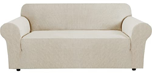 H.VERSAILTEX Stretch Sofa Covers for 3 Cushion Couch Covers Sofa Slipcovers for Living Room Feature Thick Checked Jacquard Fabric with Elastic Bottom, Sofa Large - Island Fossi