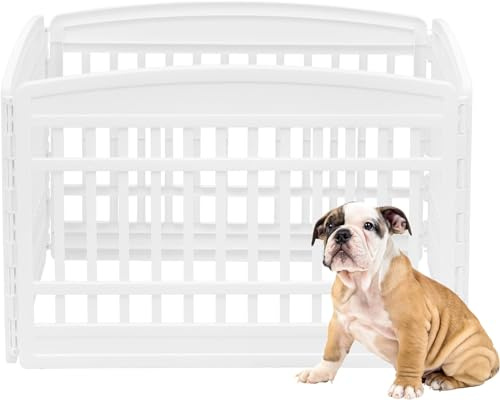 Iris Ohyama, Recinto per Cani da Interno, Plastica, Parco, Per Cucciolo, Gatti, Animali domestici, Interni, Esterni, Gabbia, Cuccia, Canile, A60cm/4 Pannelli/Senza Porta, Bianco, CI-604E