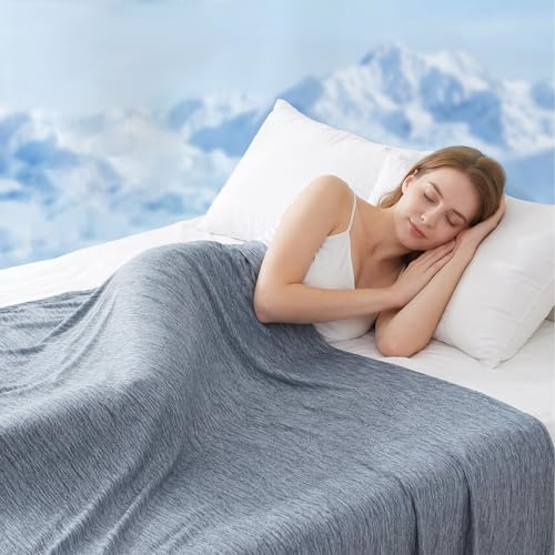 WOLTU Sommarfilt självkylande filt mikrofiber arc-chill, kylfilt med Q-max >0,45 för att sova, sval och hudvänlig, mjuk soffpläd resefilt 150 x 200 cm blå