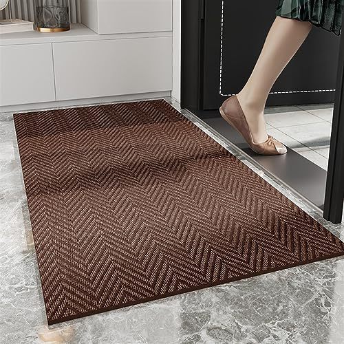 Heavyoff Felpudo de Entrada, Alfombra Exterior para Puerta, Antideslizante, Lavable para Atrapar Suciedad para Interior y Exterior Café A, 60x90cm