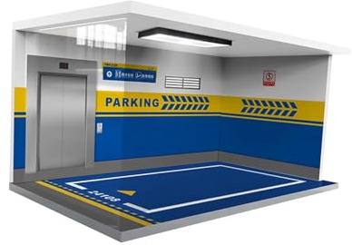 Generic 1/18 Garage Diecast Car Vitrine Parkplatzszene mit Lichtern Staubdichte Fahrzeugszene Spielzeug Acryl für Modellsammler , Blau