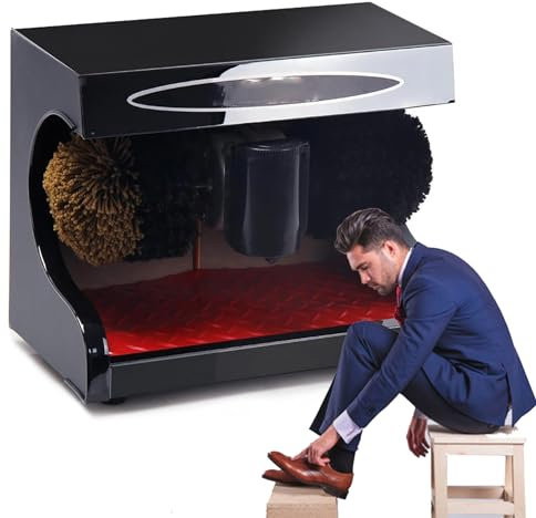 YEHOZZ Cireuse à Chaussures Commerciale, Cireuse à Chaussures électrique, Induction Automatique, Double Brosse Combinée, Facile à Nettoyer, Kit d'entretien du Cuir pour Cirer Les Chaussures,Black