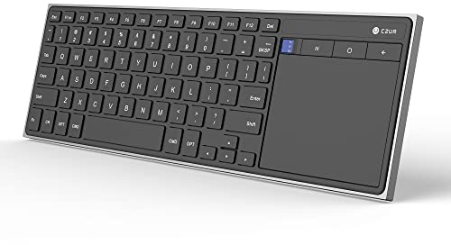 CZUR Kabellose Tastatur Mit Touchpad, English QWERTY Layout, Wiederaufladbar, Tragbar, BT, Wireless Keyboard Mit Akku, Touchgesten, Für Laptops Desktops Tablets Windows Android