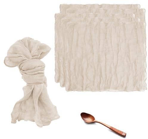 6 Stück Stoff Servietten Hochwertige Beige Servietten 45x55 cm Stoffservietten Salbeigrün Waschbar Stoffservietten Musselin für Tischdekoration Hochzeitsfeiern Cafés Restaurants (beige)