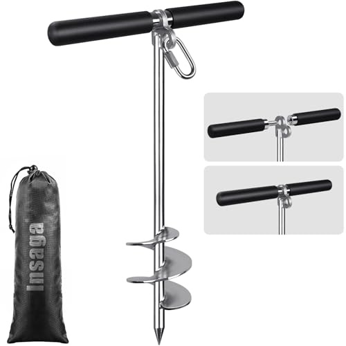Insaga Anclaje de arena de acero inoxidable 304 para barco, estaca de arena totalmente soldada para aguas poco profundas, kayak, moto acuática y pontón, mango antideslizante, ancla Jetski de 17
