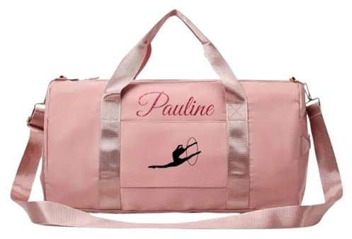 Sac de Sport Souple Rose 30L pour Gymnastique Fille (GAF & GR) - La Fabrique d'EC - personnalisé avec Motif Gym (Souple Rose Gym Filles)