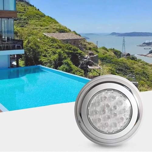 GUODDM Luz LED Anular Para Fuente Subacuática, Iluminación Para Piscinas De Acero Inoxidable Con Clasificación IP68, Luz Subacuática Empotrable De 12 V CA Con Carcasa(Rgb,18w)