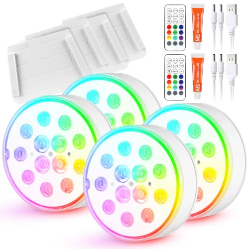 4 Pezzi Ricaricabile LED Sommergibili Luci Con Telecomando 13 LED Luci Piscina Impermeabile Luci Subacquee 16 Colori Luce LED Sommergibili Luce Piscina RGB IP68 Impermeabilità Adatta per Giardino Vas