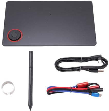 Eminchu Tablette de Dessin Graphique, Tablette d'art Numérique 5080LPI avec Stylet sans Batterie à Pression de 8192 Niveaux, Touche Centrale M, d'art Numérique et Bloc de Croquis pour PC,